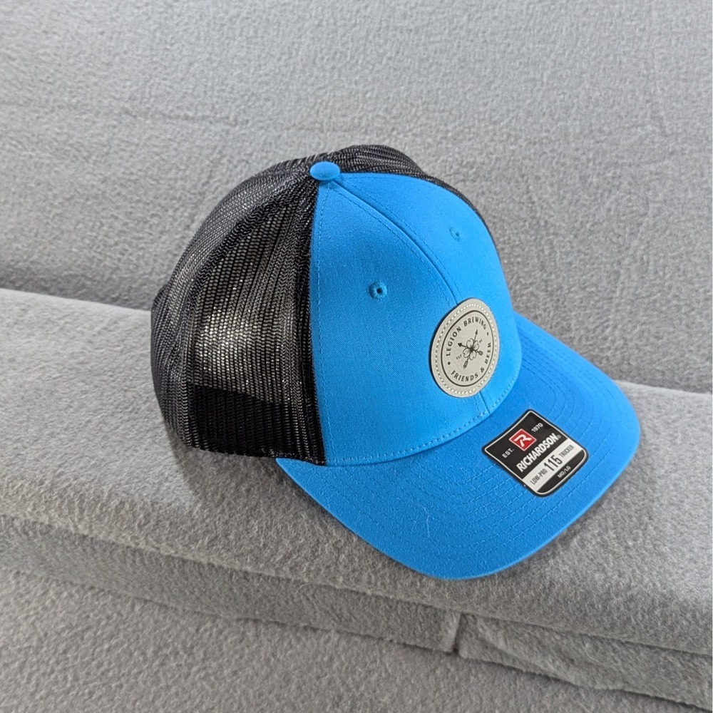 Richardson 115 Trucker Hat Mens MD/LG Blue Legion Brewing Snapback Mesh Cap